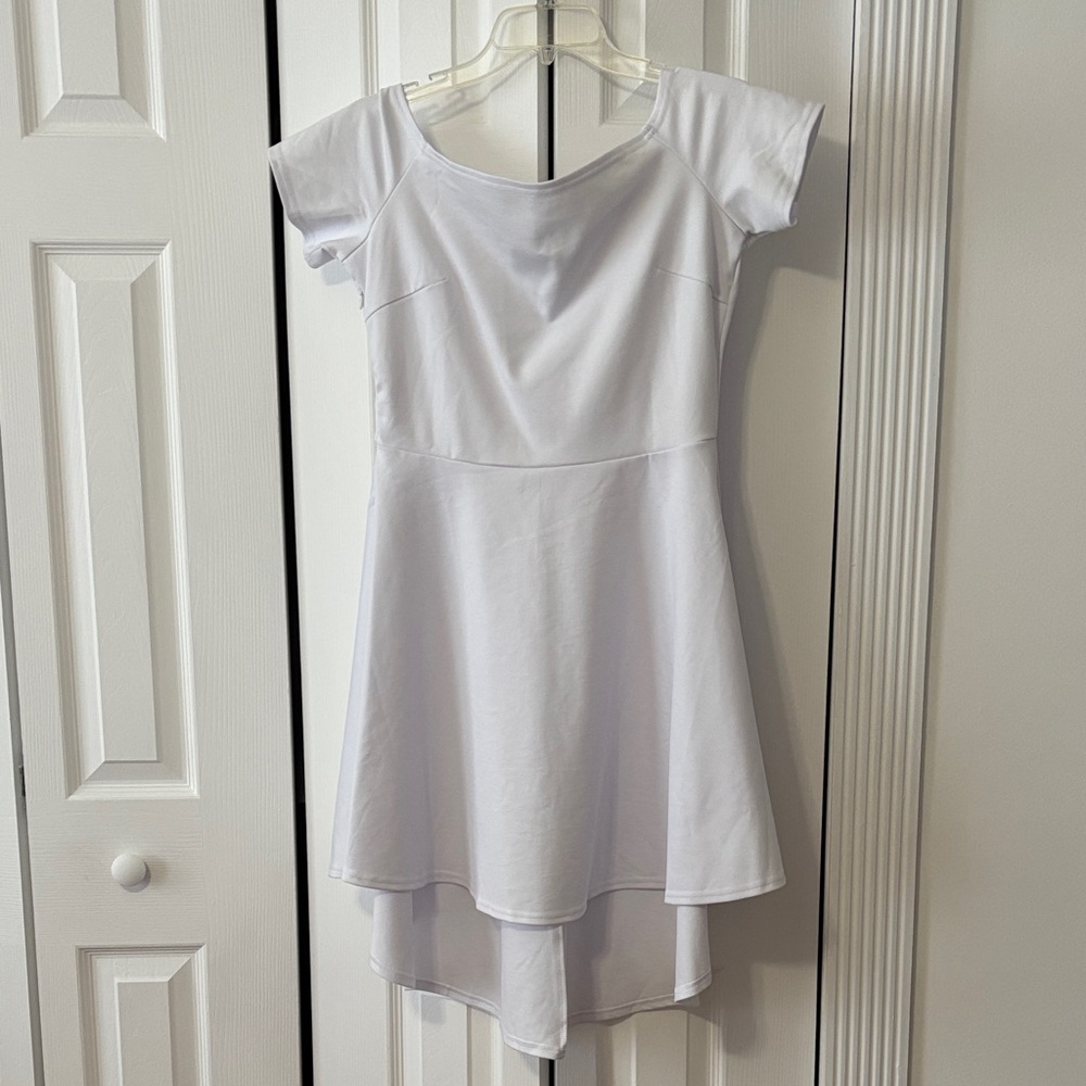Women's White Short-Sleeve Fit-and-Flare Casual Dress